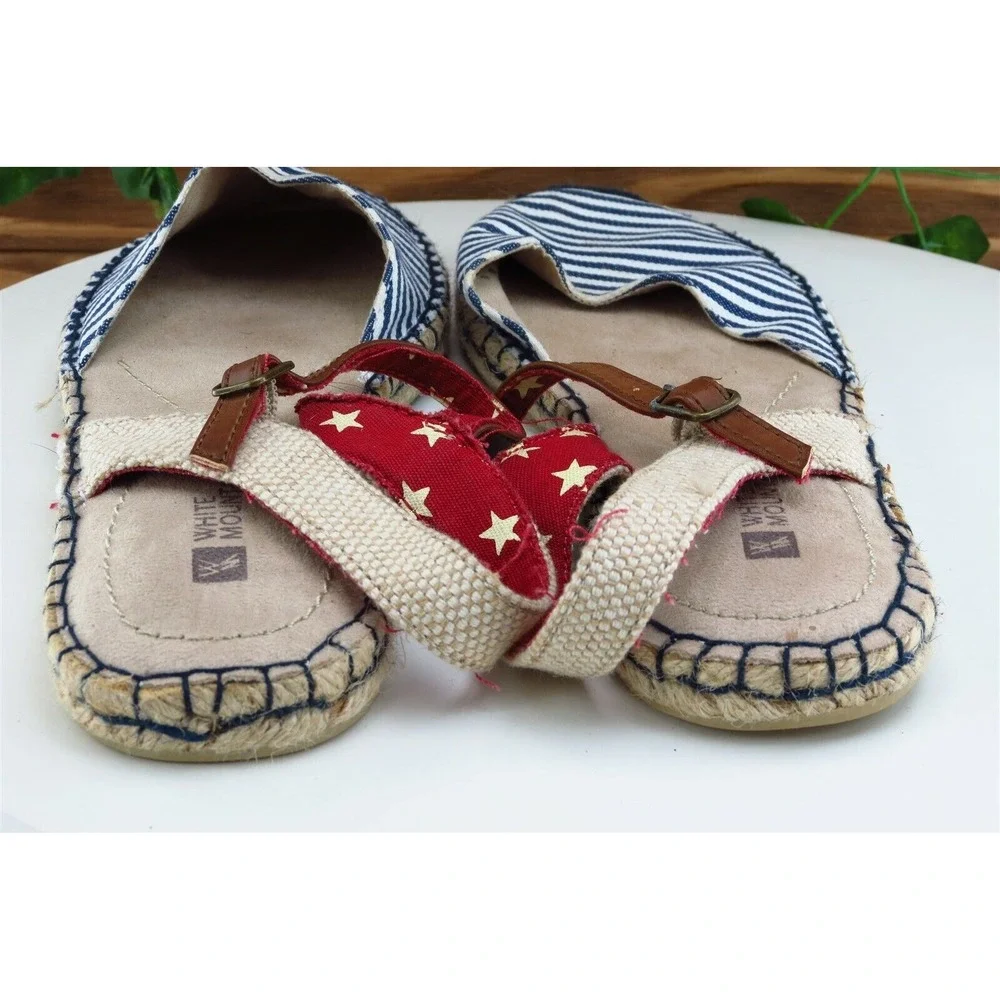 White Mountain Sz 8.5 M Dark Blue Ankle Strap Fabric Women Sandals‎